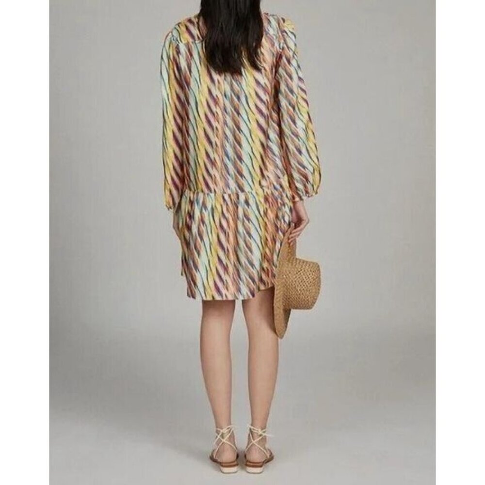 Saloni Women's Yellow Jas Silk Long Sleeve Mini Dress Size UK 12 US 8 MSRP $495 - Picture 4 of 10